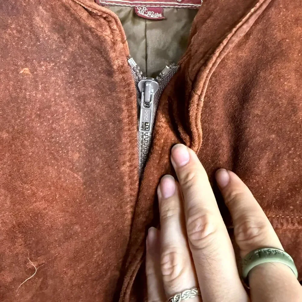 Vtg 80s Windsor Leatherwear Jacket Mens 40 Brown Suede Leather Full Zip Western